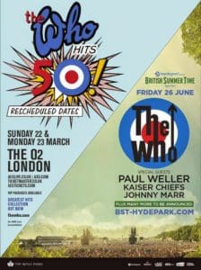 Ad for The Who's two nights at The O2 in March 2015 and their June 2015 concert in Hyde Park