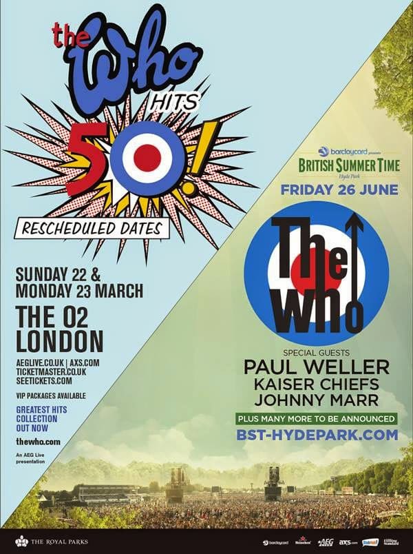 Ad for The Who's two nights at The O2 in March 2015 and their June 2015 concert in Hyde Park