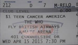 Ticket to The Who's April 15, 2015 concert
