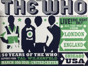 Poster for The Who's March 10, 2016 concert in Chicago, Illinois