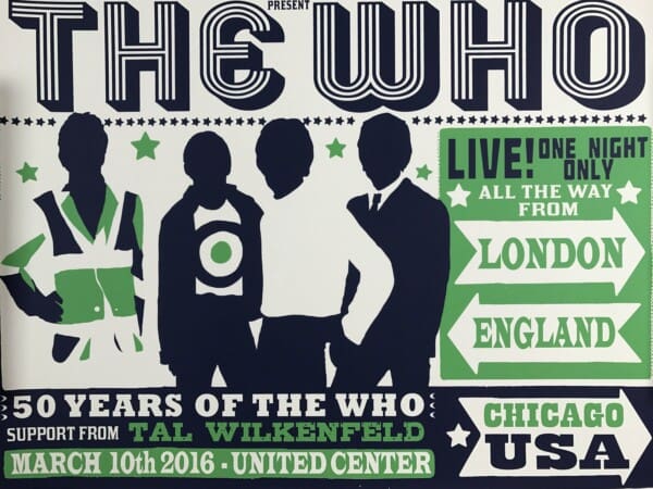 Poster for The Who's March 10, 2016 concert in Chicago, Illinois