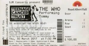 Ticket to The Who's March 30, 2017 concert