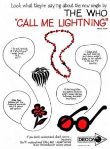 Ad for The WHo's single "Call Me Lightning"