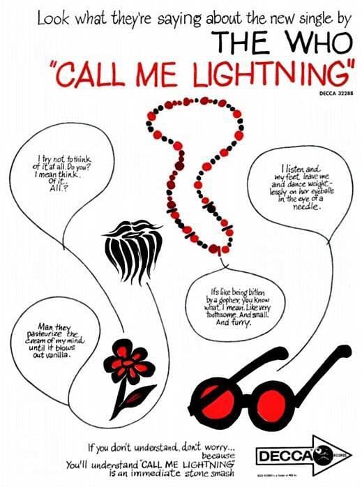 Ad for The WHo's single "Call Me Lightning"