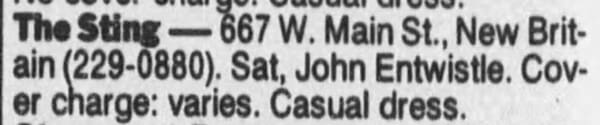 Newspaper mention of John Entwistle at