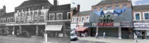 Locorno Ballroom in Streatham in it's early days and in 2008 - before being demolished in 2015