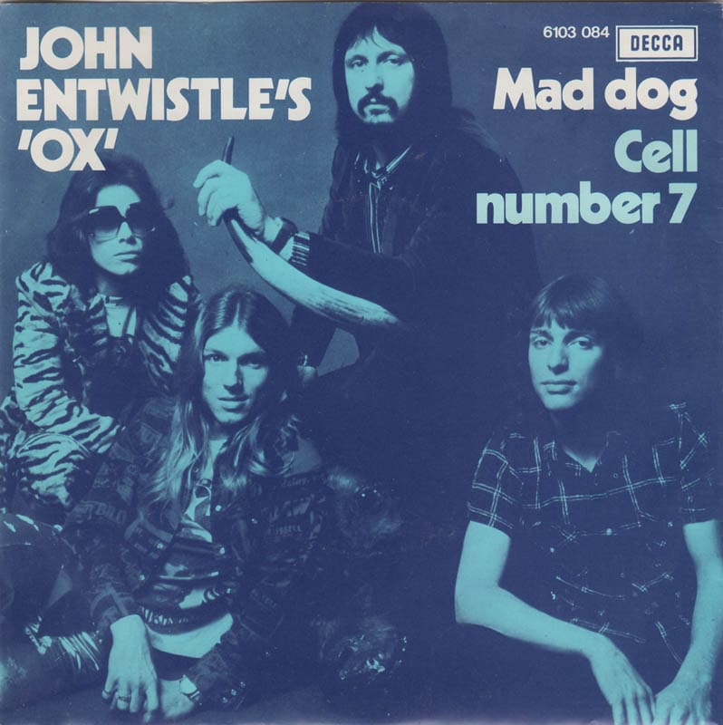 Cover of John Entwistle's Ox - "Mad Dog" backed with "Cell Number 7" single