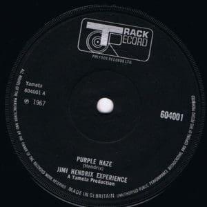Jimi Hendrix' "Purple Haze" single, released on Track Records on March 18. 1967
