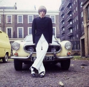 Roger Daltrey with his Volvo P1800 Coupe on November 12, 1966