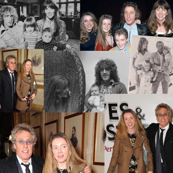 Collage of photos featuring Roger Daltrey's daughter Rosie Lea Daltrey