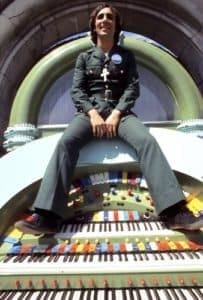 Keith Moon in costume and on set for the filming of "Tommy's Holiday Camp" in the movie Tommy