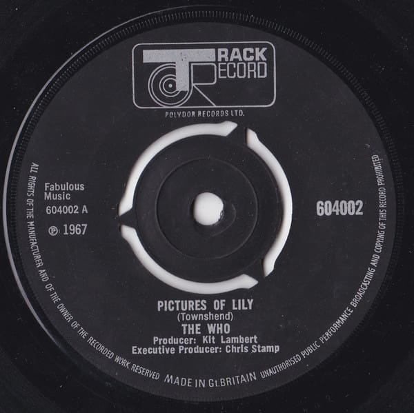 The Who's "Pictures of Lily" single on Track Records