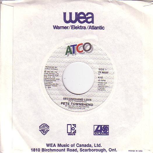 Pete Townshend's "Second Hand Love" single