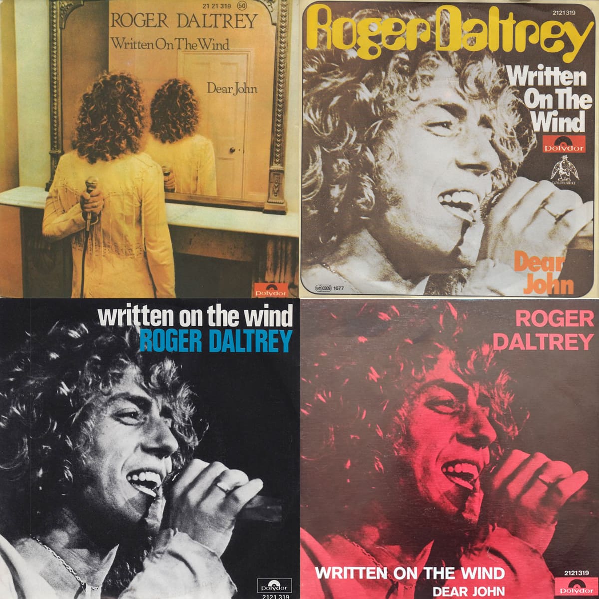 4 covers for Roger Daltrey's "Written on the Wind" single