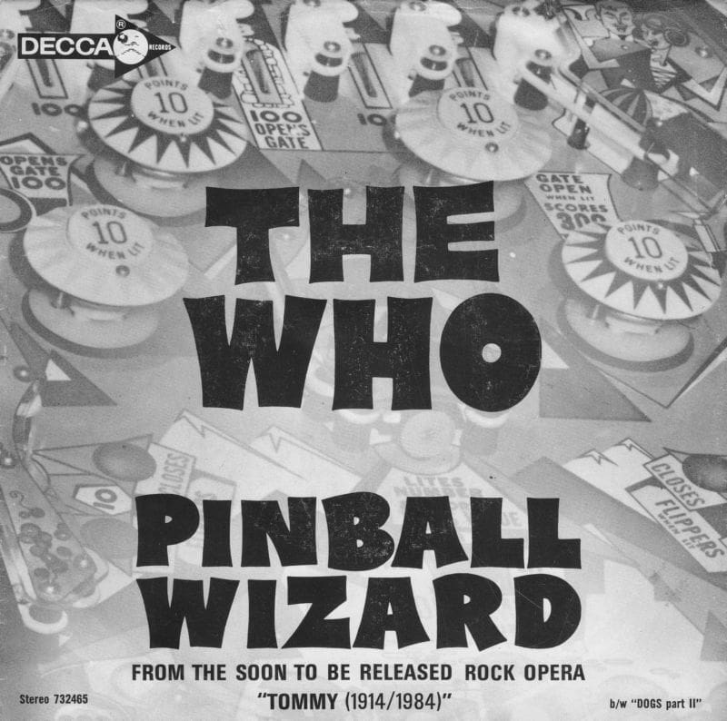 Cover of The Who's "Pinball Wizard" backed with "Dogs Part 2" single released in the U.S.