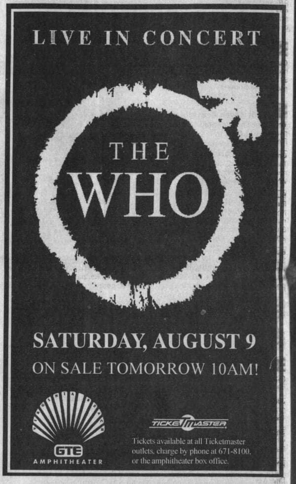 Ad for The Who's August 9, 1997 concert